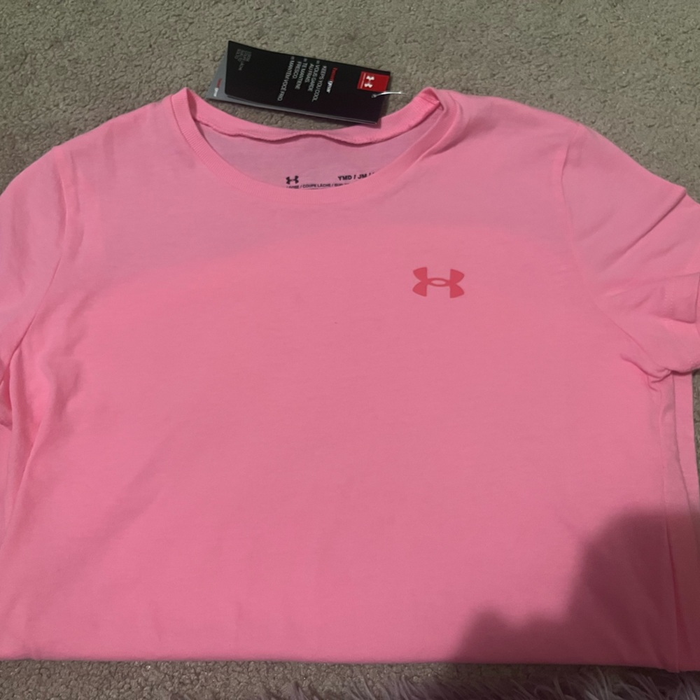 Girls Under Armour Barbie Pink Shirt Top T Shirt Med